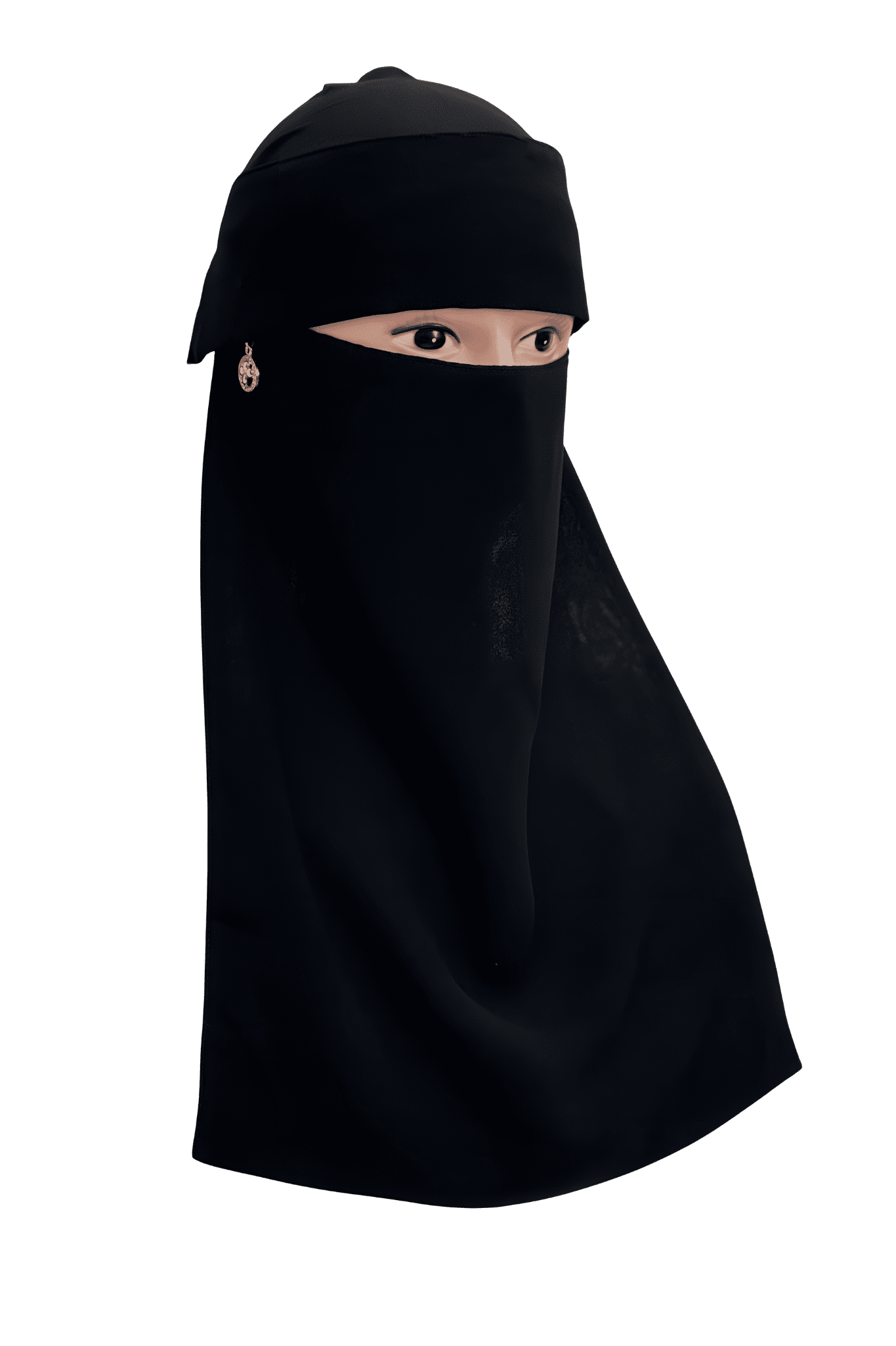 Arabi cap long Nose piece with fancy locket - black