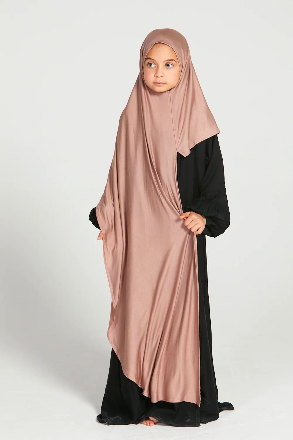 JUNIOR GIRLS PREMIUM INSTANT JERSEY HIJAB - DUSTY TAUPE