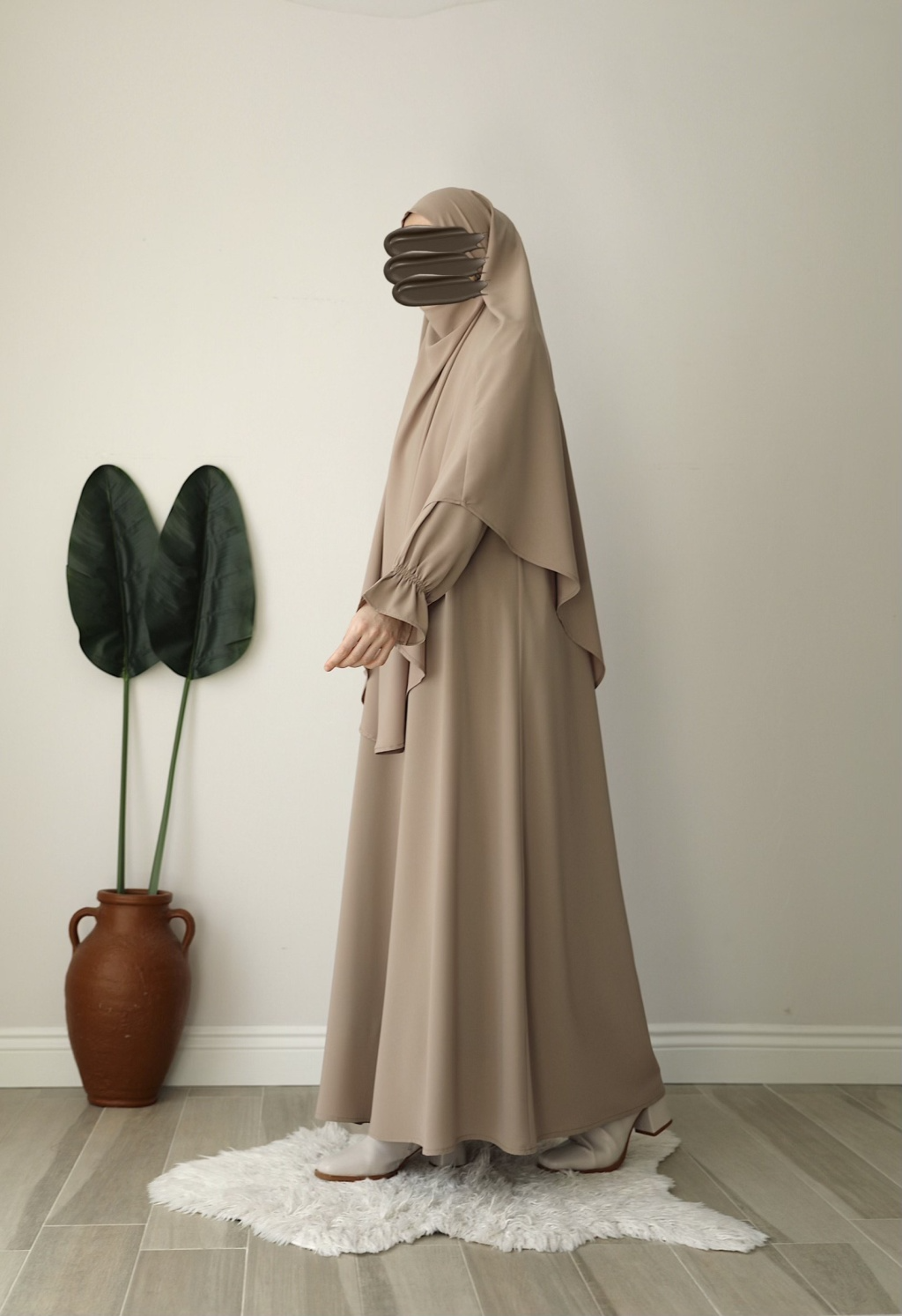 Sufle Abaya with Khimar set - Beige