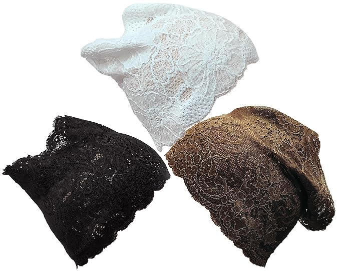 Elegant Black Lace Hijab Cap