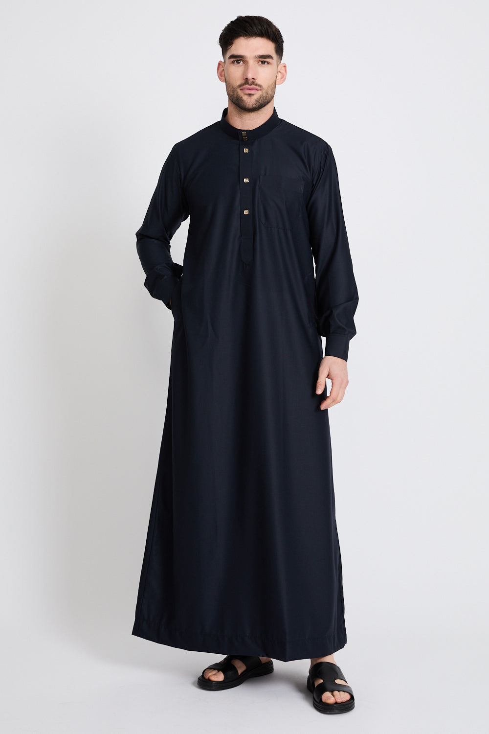 Premium Classic Buttoned Thobe - Navy