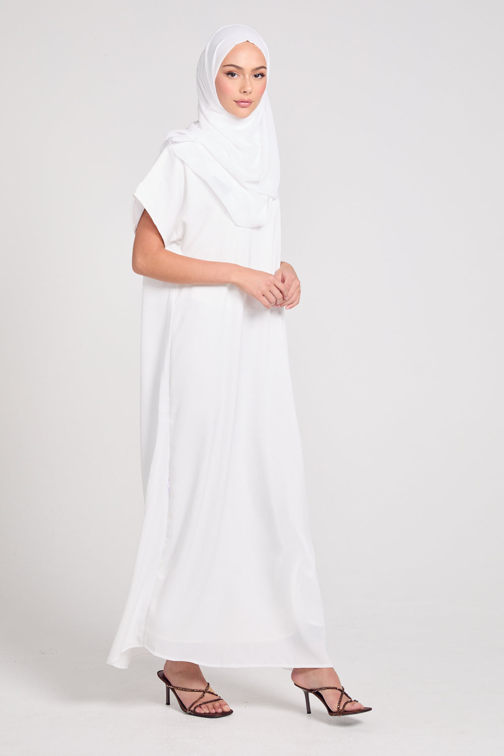 Premium Textured Inner Slip Dress - White