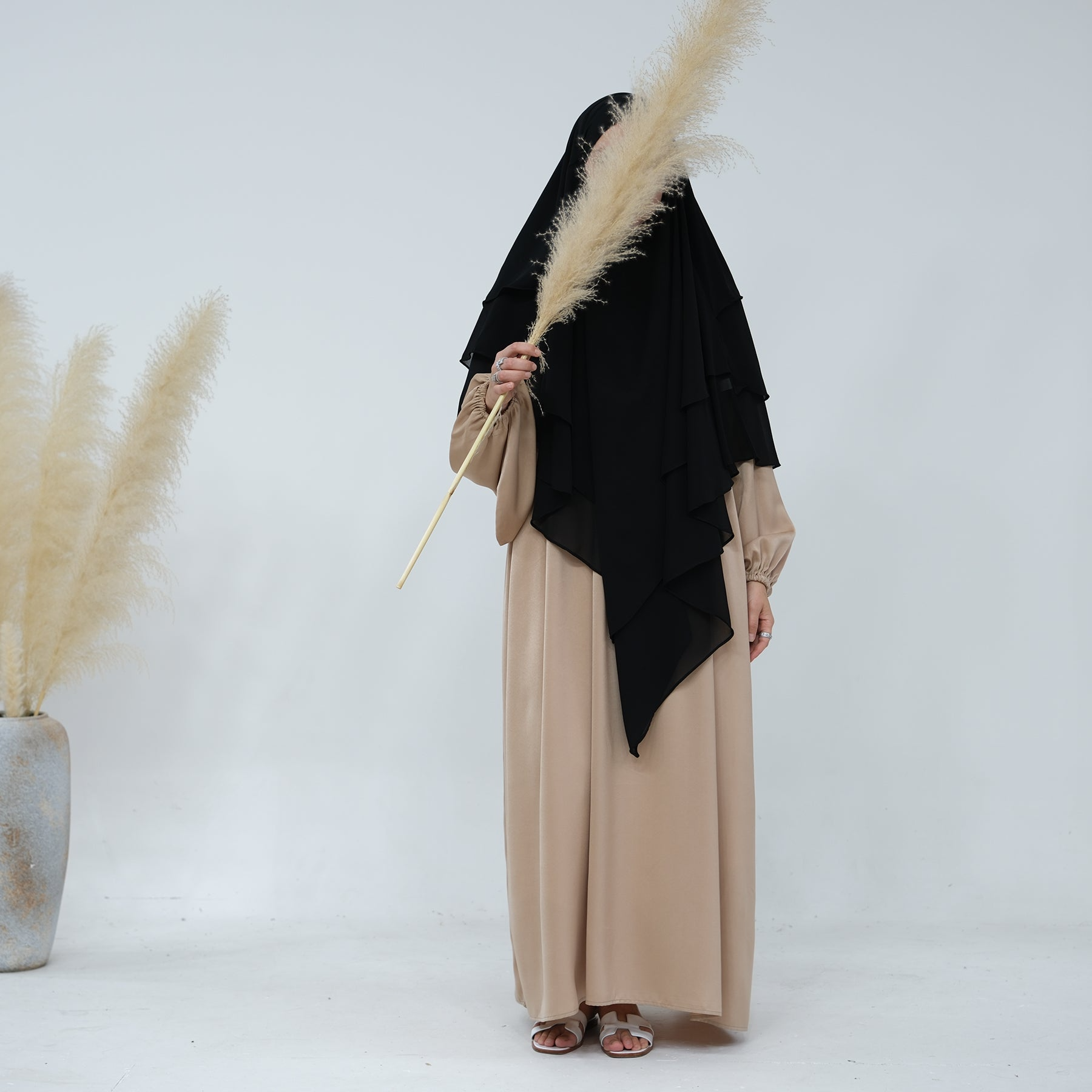 Chiffon 3-layer Khimar Black