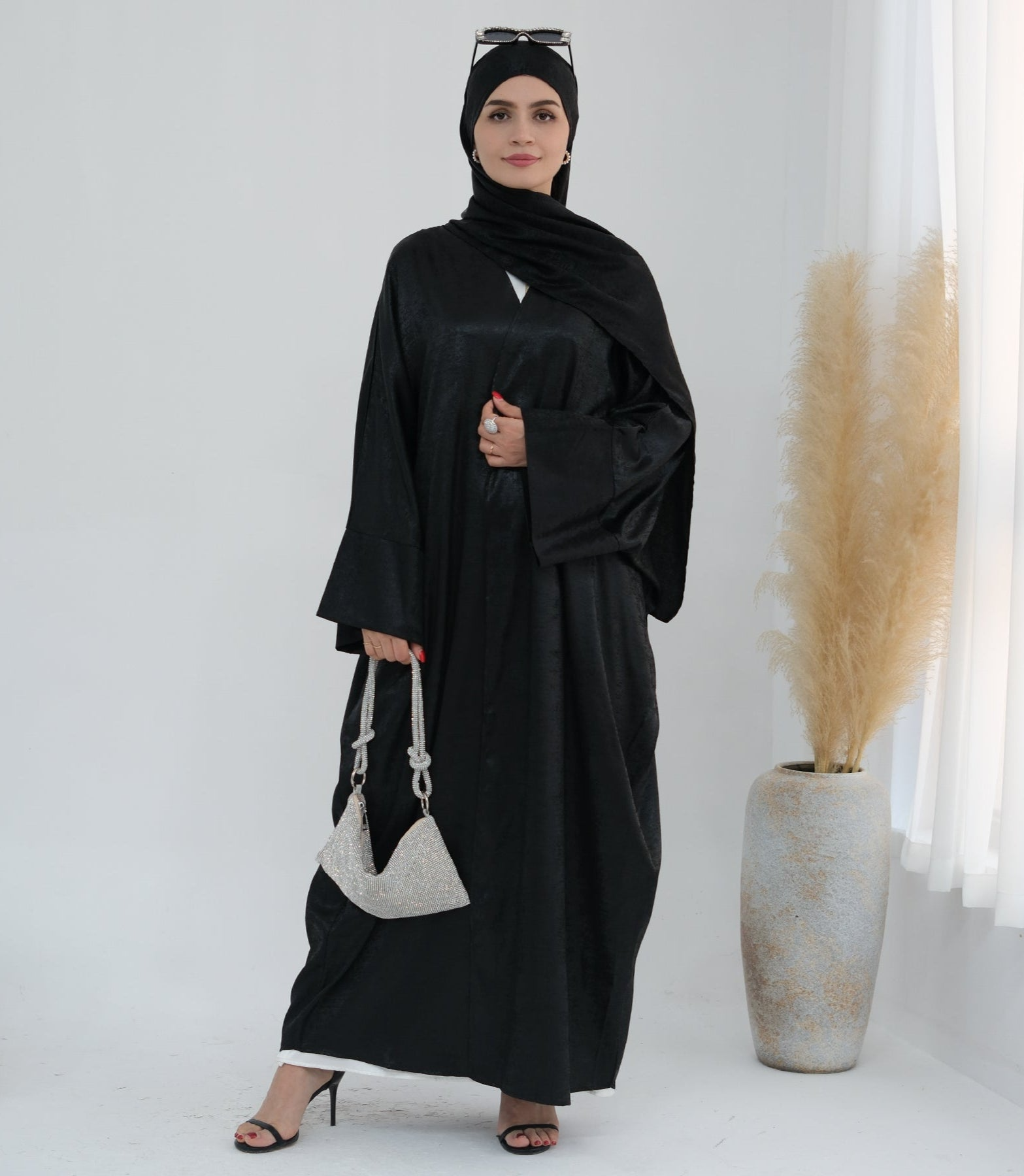 Layali Luxe Kimono Abaya – Black