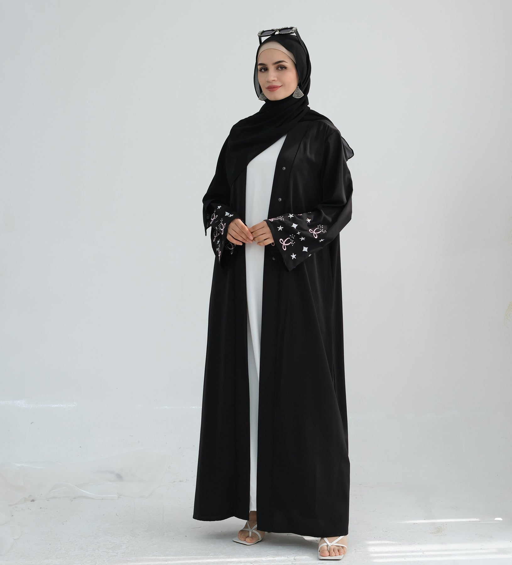 Pershal Kimono Open Abaya - Black