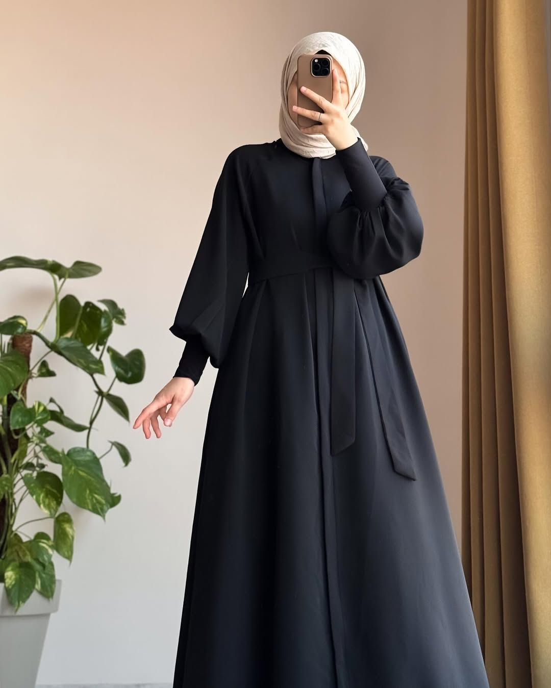 Sendy Sleeve Ferace Abaya - Black