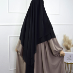 2-Layer Chiffon Khimar in Black