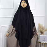 2-Layer Chiffon Khimar in Black