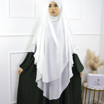 2-Layer Chiffon Khimar in White 1