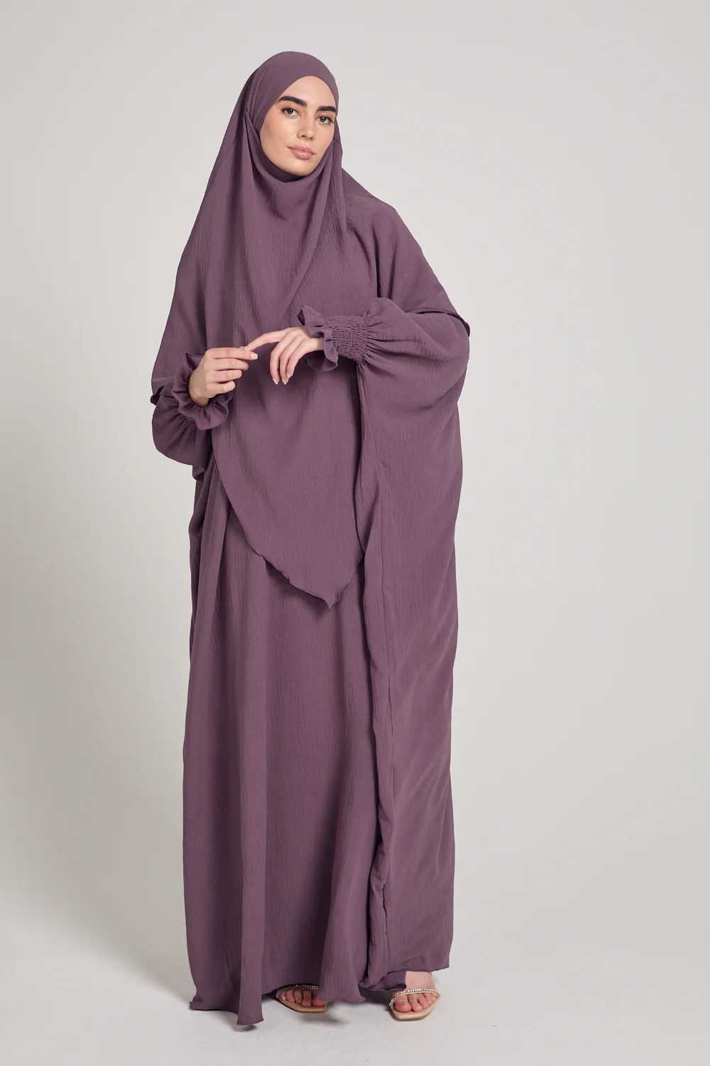 Abaya with Khimar Set – Plum