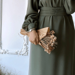 Balloon Sleeve Belted Dress – Green 3