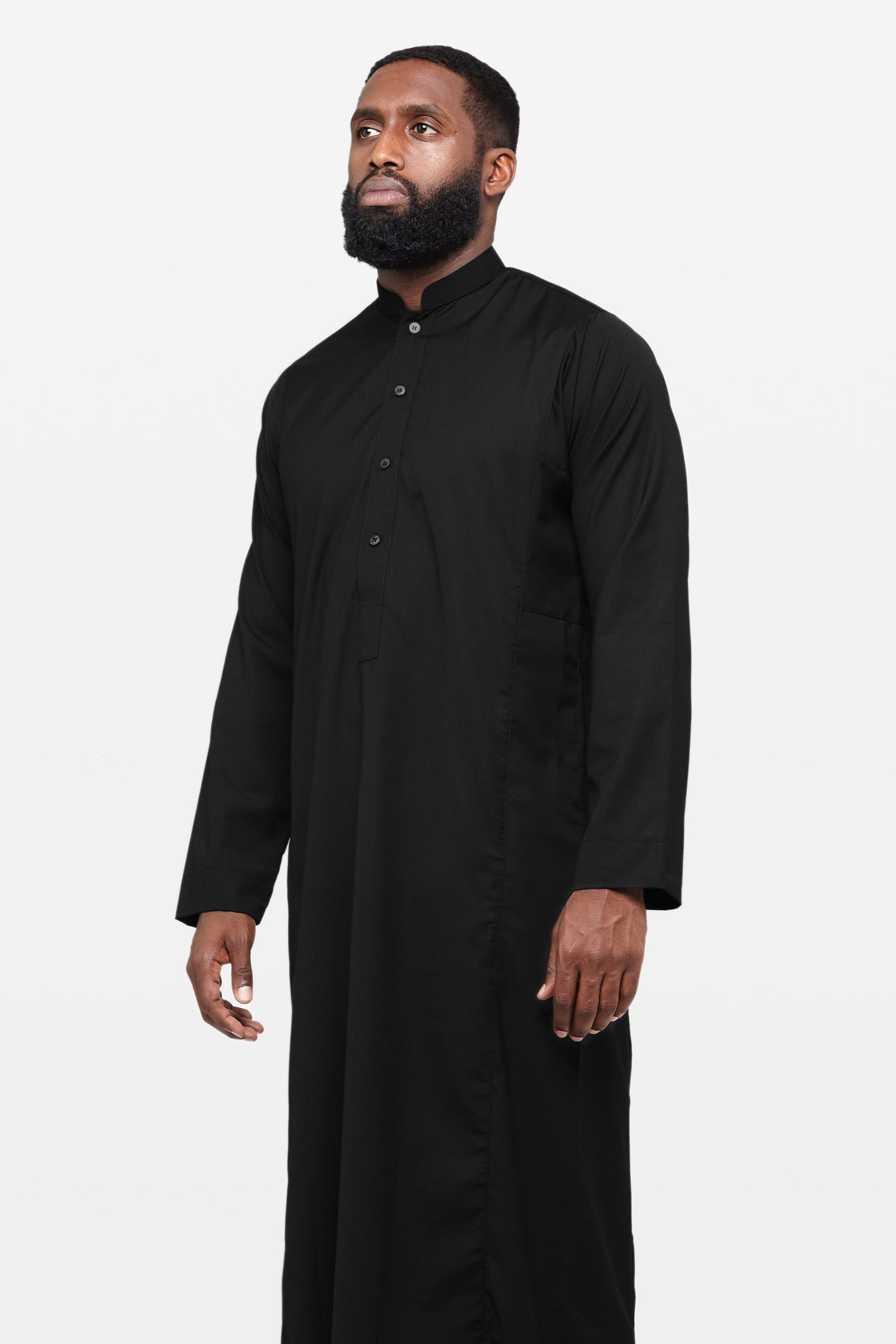 The Black Classic Saudi Collar Thobe