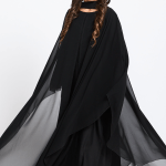 Butterfly Abaya with Chiffon Overlay 6