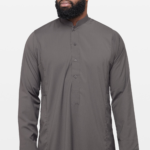 Charcoal Classic Saudi Collar Thobe 1