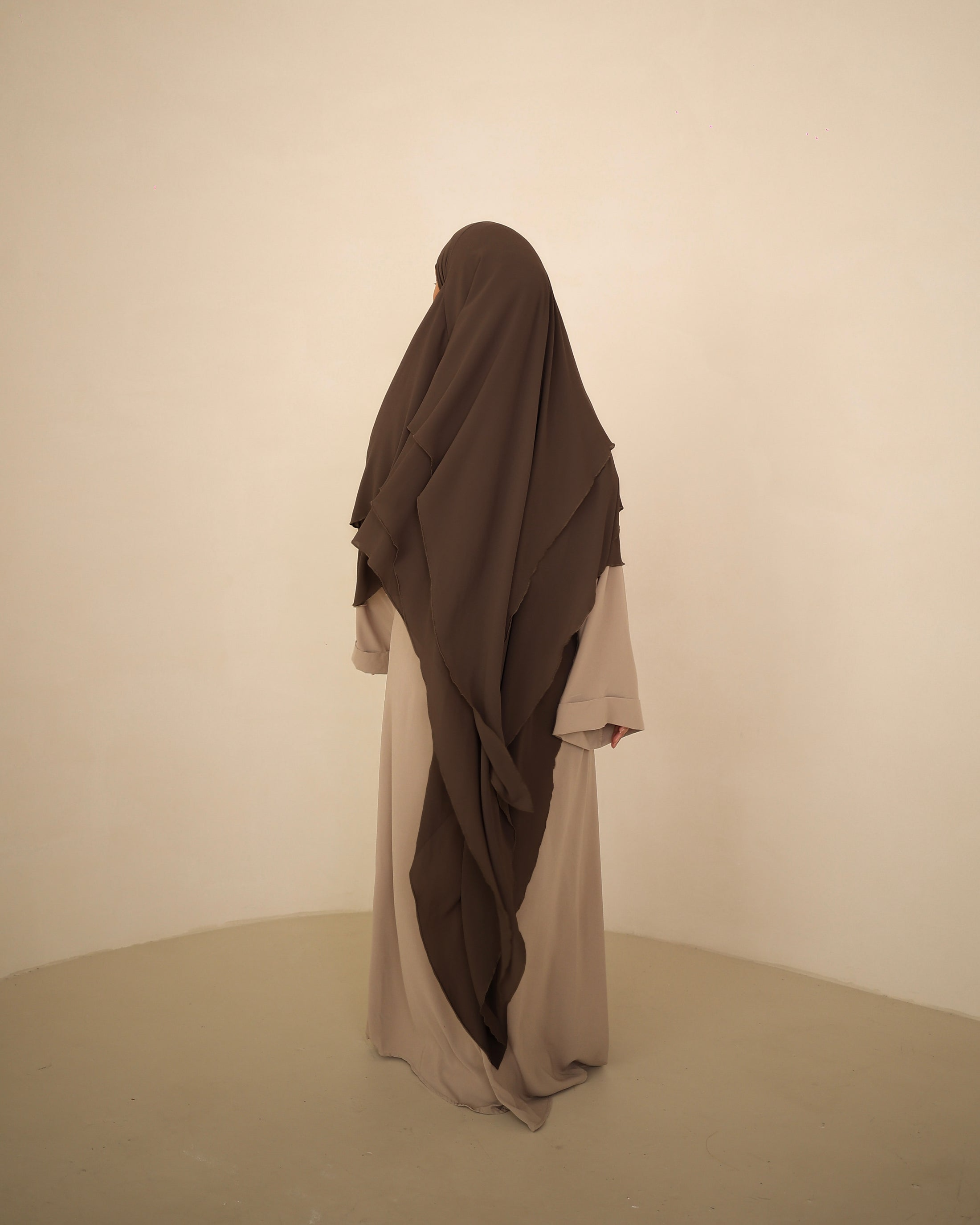 Three-Layer Chiffon Khimar in Chocolate