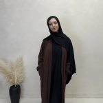 Classic Open Abaya in Brown 1