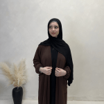 Classic Open Abaya in Brown 1