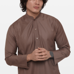 Deep Taupe Classic Saudi Collar Thobe 1