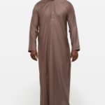 Deep Taupe Classic Saudi Collar Thobe 1