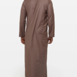 Deep Taupe Classic Saudi Collar Thobe 1