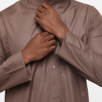 Deep Taupe Classic Saudi Collar Thobe 1