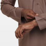 Deep Taupe Classic Saudi Collar Thobe 1