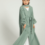 Open Abaya with Pleated Cuffs 1