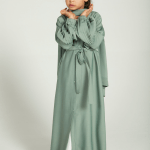 Open Abaya with Pleated Cuffs 1
