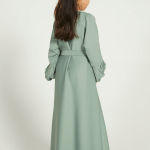Open Abaya with Pleated Cuffs 1