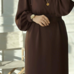 The-Balloon-Sleeve-Belted-Dress-Brown4