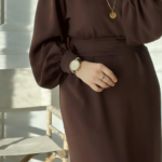 The-Balloon-Sleeve-Belted-Dress-Brown4