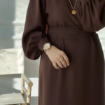 The-Balloon-Sleeve-Belted-Dress-Brown4