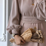 The Balloon Sleeve Belted Dress – Mink 3