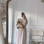 The Balloon Sleeve Belted Dress – Mink 3