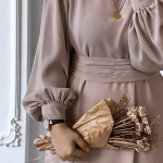 The Balloon Sleeve Belted Dress – Mink 3