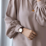 The Balloon Sleeve Belted Dress – Mink 3