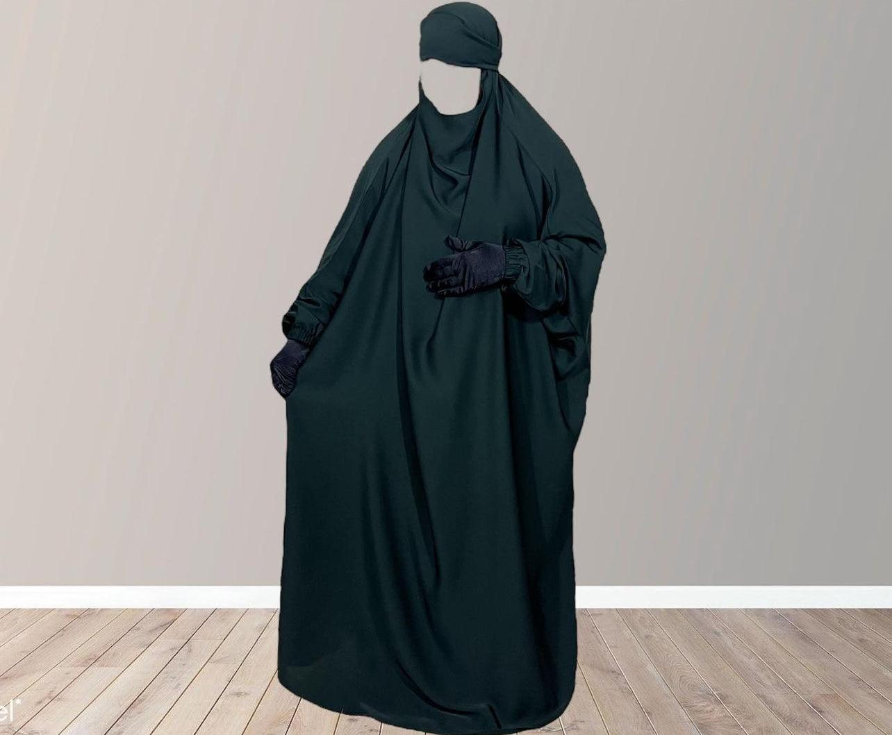 The Premium One-Piece Jilbab in Emerald with Niqab