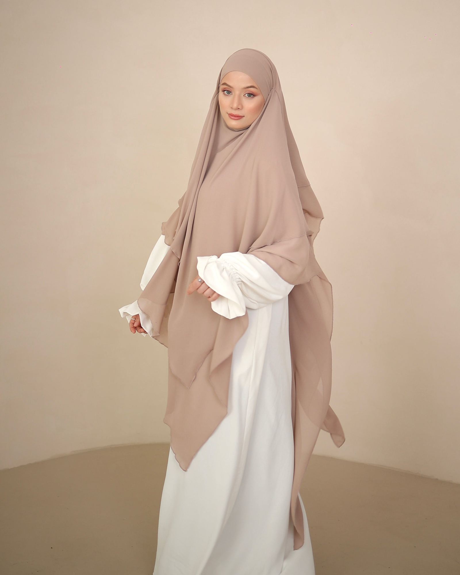 Three-Layer Chiffon Khimar in Blossom