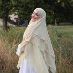 Three-Layer Chiffon Khimar in Butter Yellow 1
