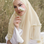 Three-Layer Chiffon Khimar in Butter Yellow 1