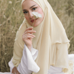 Three-Layer Chiffon Khimar in Butter Yellow 1