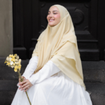 Three-Layer Chiffon Khimar in Butter Yellow 1