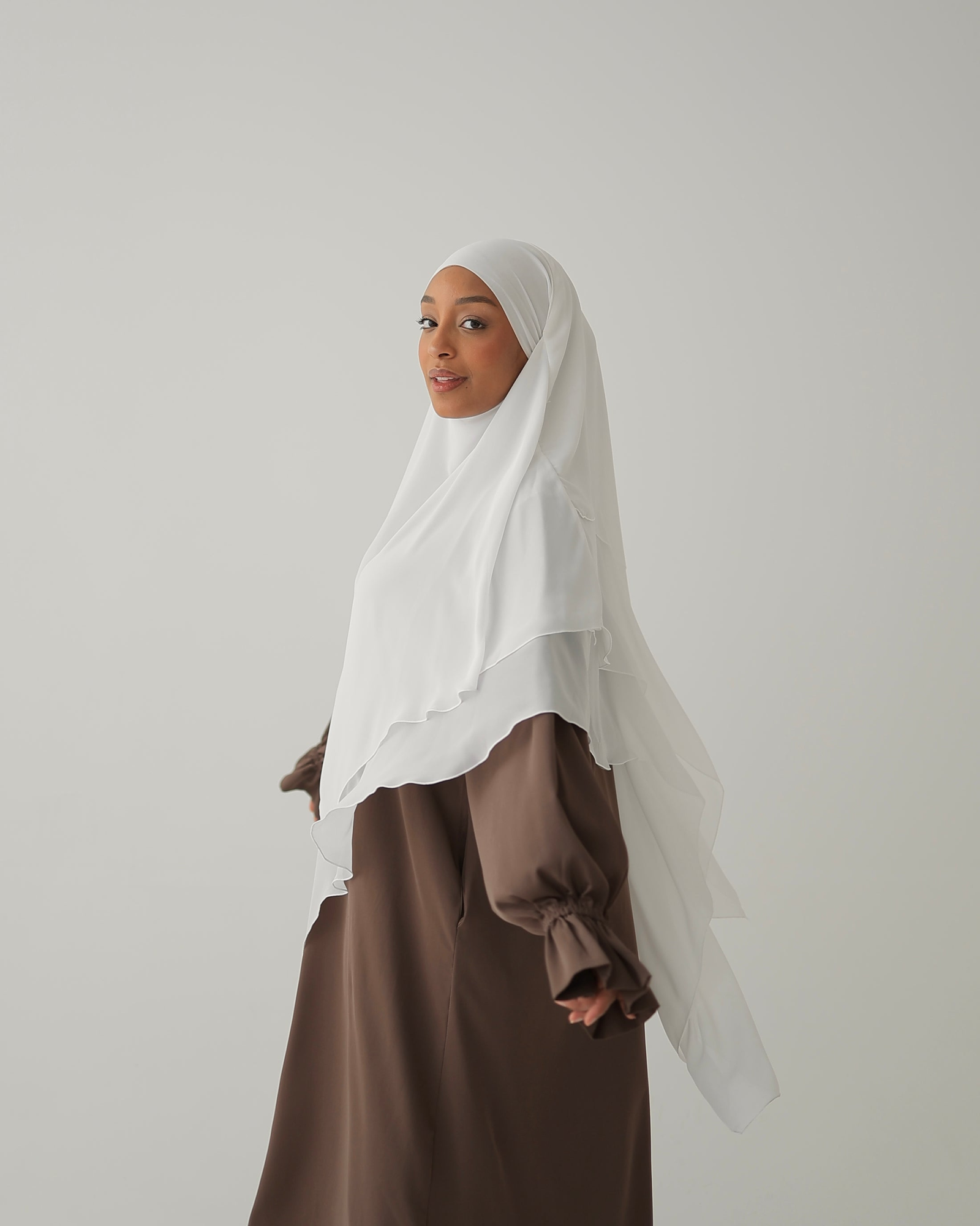 Three-Layer Chiffon Khimar in Moon