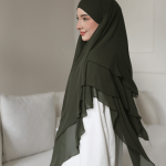 Three-Layer Chiffon Khimar in Pine
