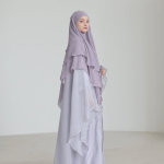 Three-Layer Chiffon Khimar in Violet