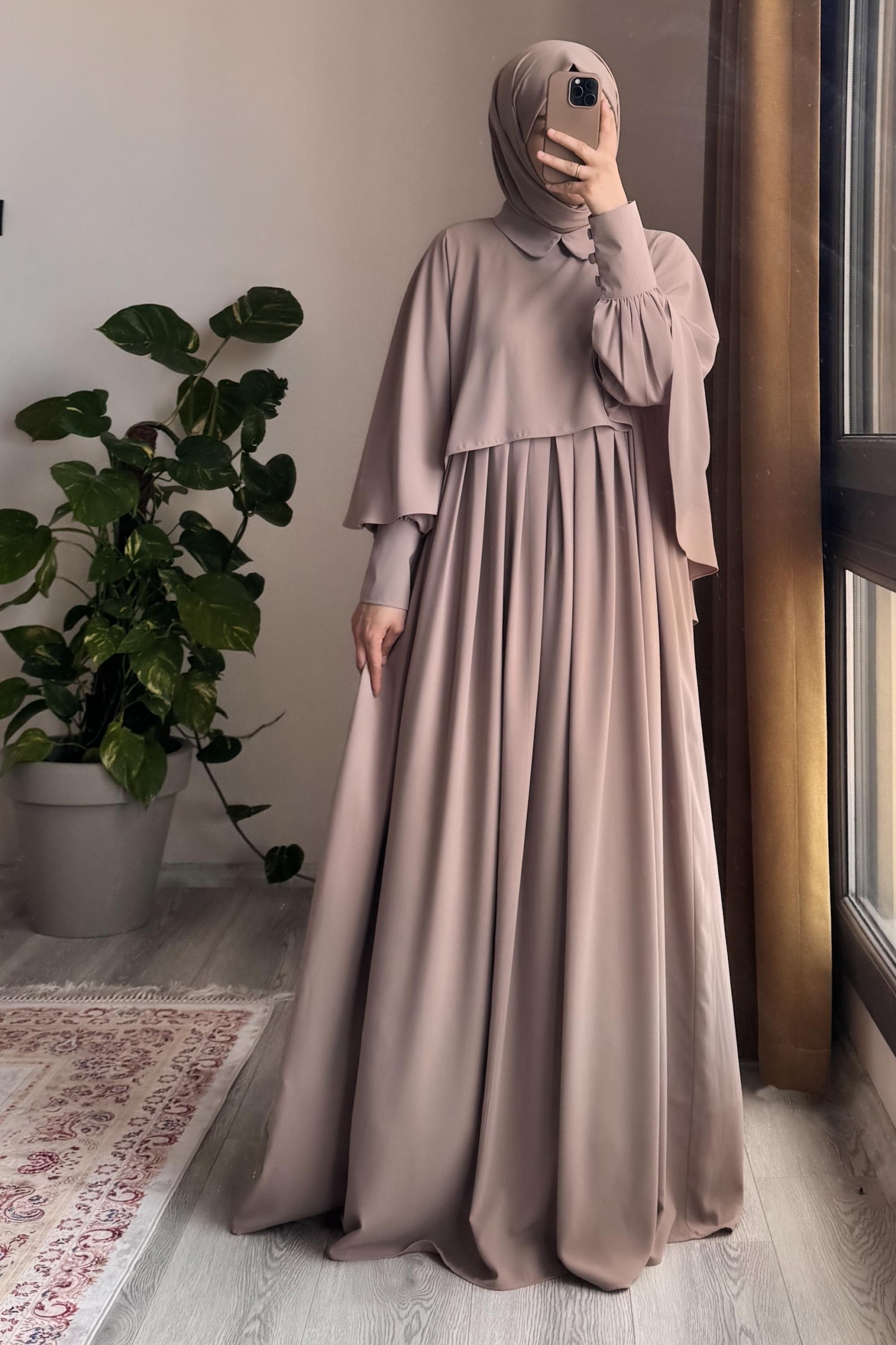 Turkish Cape Abaya in Beige 3