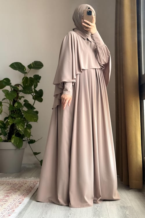 Turkish Cape Abaya in Beige