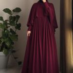 Turkish Cape Abaya in Burgundy 1