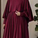Turkish Cape Abaya in Burgundy 1