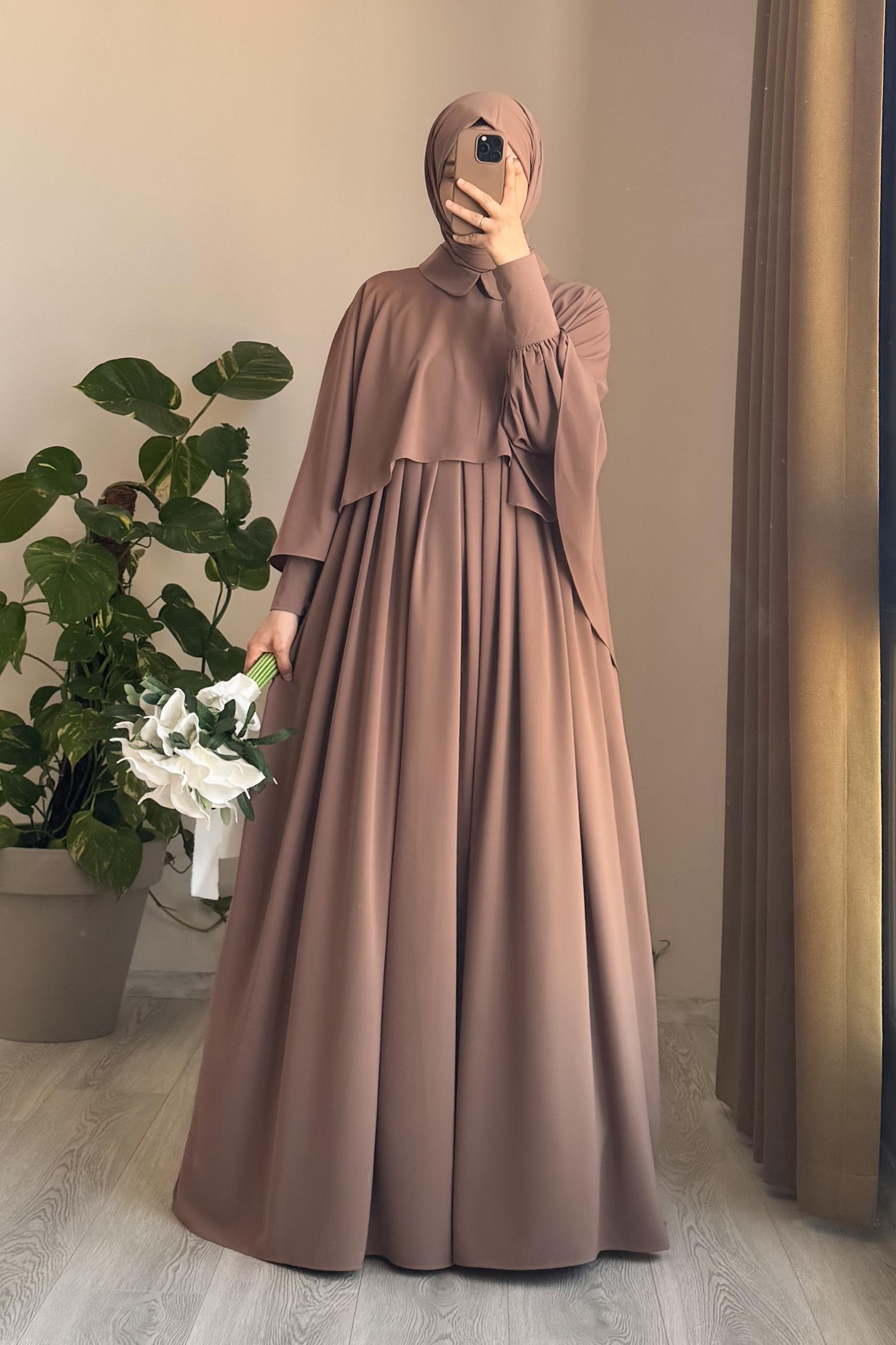 Turkish Cape Abaya in Mink 2